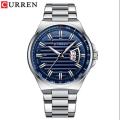 CURREN 8375 Black Stainless Steel Analog Watch For Men - Blue, RoseGold & Black - Mobile Gori. 