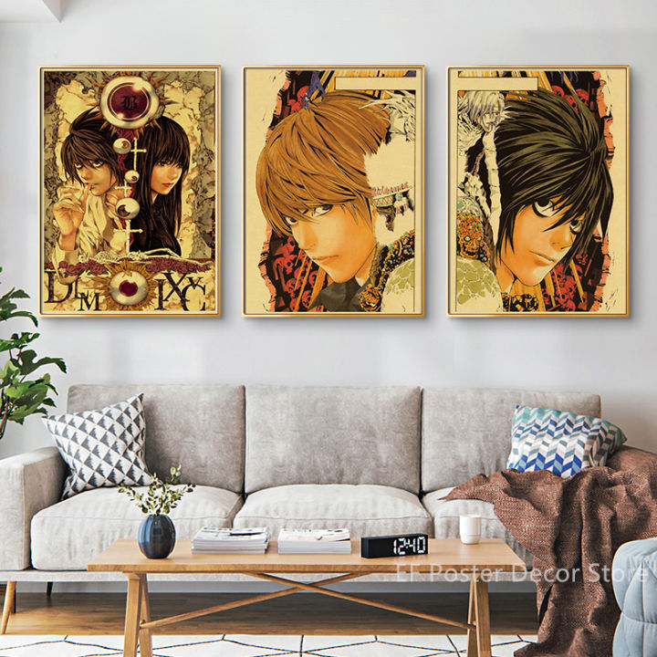 Classic%20Anime%20Death%20Retro%20Poster%20Aesthetic%20Prints%20Ryuk/Light/L%C2%B7Lawliet%20Painting%20Manga%20Vintage%20Home%20Room%20Club%20Art%20Wall%20Decor%20-%20Image%202