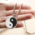 Vintage Men's Stainless Steel Necklace- Chinese Style Yin Yang Tai Chi Pendant Necklace -Male Punk  Jewelry Accessories. 
