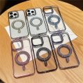 HOCE Luxury Glitter Magnetic Phone Cases For iPhone 16 15 14 13 12 11 Pro Max MagSafe Case Diamond Camera Protector Plating Shockproof Bumper Soft Clear Back Cover.