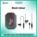 QKZ DM10 Type C Zinc Alloy Metal Earphone - Black. 