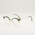 Retro Sven Cat Ear Half-Rim Glasses Female Myopia Degree Fit for Lenses round Frame Plain Face Eyeglass Frame.