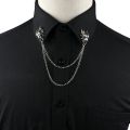 Wolf Pin Brooch Chain for Men Stylish Collar Accessory with Bold Head Design, Suit Lapel Decoration Piece.
