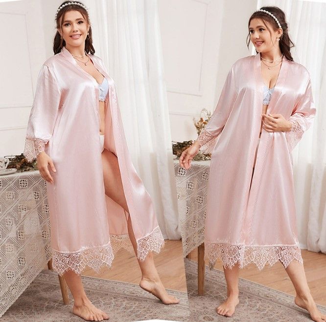 Ladies%20Relax%20Wear%20Plus%20Size%20Nightgown%20Simple%20Casual%20Cardigan%20Nightgown%20Long-Sleeved%20Home%20Service%20Long%20Bathrobe%20Ice%20Silk%20Pajamas%20-%20Image%205