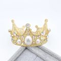 Fashion Simple Pearl Rhinestone Small Round Crown Headdress Birthday Cake Decoration Children's Sweet And Cute Hair Accessories. 
