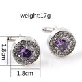 Crystal Stone Round Cufflinks Pair For French Cuff Shirt Button. 