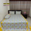 AC HOME TEX Cotton Fabric (সুতি কাপড়) Disital Printed 7 by 8 Feet Double King Size Bed Sheet With Two Matching Head Pillow Covers..