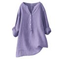Ladies clothing shirt cotton and linen top pocket.