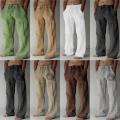 Men Casual Pant Mid Waist Straight-Leg Trousers Pockets Baggy Pants Drawstring Elastic Waist Lazy Daily Beach Pants - প্যান্ট ছেলেদের. 