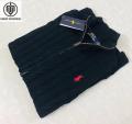 Ralph Lauren Cable-Knit Cotton Full Zipper Sweater โ Black.
