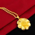 Fashion Women gold plated hollow out flower pendant chain necklace jewelry gift.