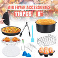Functional 116pcs 8in Air Fryer Accessories Cooking Baking Set Dish Pan Rack For 5.2-5.8QT.