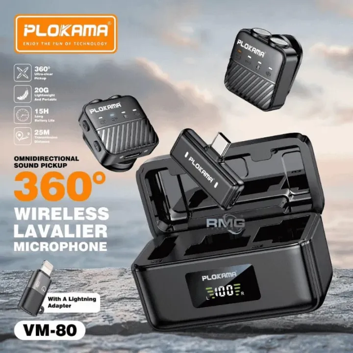PLOKAMA%20VM-80%20Wireless%20Lavalier%20Microphone%20Set%20%E2%80%93%20Professional%20Plug%20&%20Play%20Mic%20for%20Vlogging,%20Interview%20&%20Live%20Streaming%20%7C%20-%20Image%202