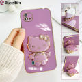 Jizetin for Realme C11 2021 / C20 / C20A Back Cover + Mirror + Hello Kitty Bracket 360 Rotation Luxury Plating Fashion Holder Phone Cases. 