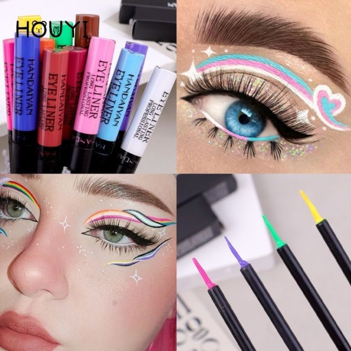 12 Colors Colorful Liquid Eyeliner Pen Waterproof Long Lasting No Blooming Eye Liner Quick Drying Matte Colored Eye Liner