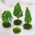 Artificial Moss Rocks/Wooden Base Model Trees Garden Decor Accessories Natural Green Simulation Fake Trees Plastic Dollhouse Mini Tree Kids Toys. 
