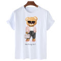 Cute Teddy Bear Print Shirt Short Sleeve O Neck Loose Tshirt Women Summer T shirt Men and Women Streetwear Cartoon Fashion Tee.