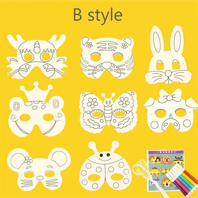 8Piece%20Kids%20Cartoon%20Animal%20DIY%20Graffiti%20Art%20Crafts%20Mask%20Toy%20Paper%20Mask%20Hand-painted%20White%20Paper%20Card%20Material%20with%20Color%20Pens%20-%20Image%207