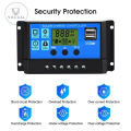 Vocoal 30A Solar Charge Contro ller Solar Panel Controller 12V/24V Adjusta ble LCD Display Solar Panel Batte ry Regulator With USB Port Auto PWM Controllers Intelligent System Charging Controller For Home. 