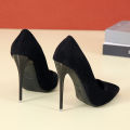 Big Size 35-45 women's shoes 2021 concise flock high heels women pumps pointed toe classic red gray ladies wedding shoes office.