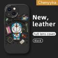Chenyyka For iPhone 13 Case Fashion Cartoon Doraemon Thin Leather Soft Full Lens Back Cover Camera Protect Cases Shockproof Casing. 