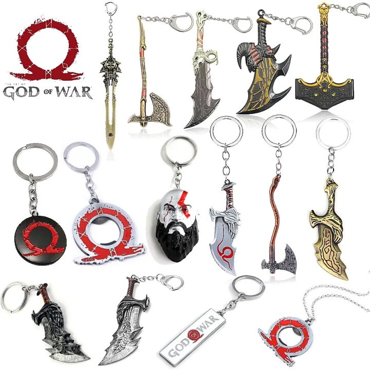 God of War Ragnarok Keychain Kratos Leviathan Axe Blades of Chaos Key Chain Pendant Keyring Gift