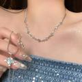 Double Layer Star Pendant Necklace for Women Alloy Silver Trendy Clavicle Chain. 