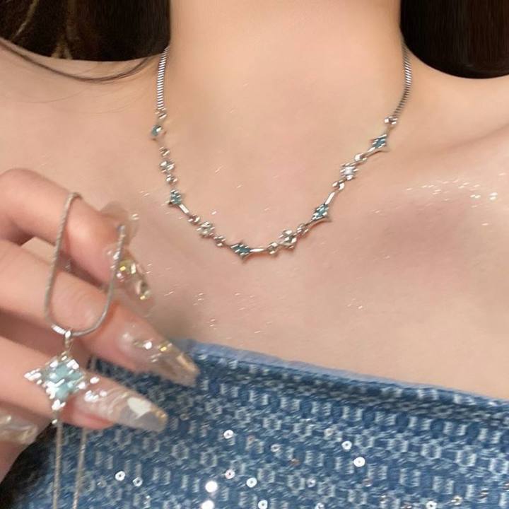 Double%20Layer%20Star%20Pendant%20Necklace%20for%20Women%20Alloy%20Silver%20Trendy%20Clavicle%20Chain%20-%20Image%203