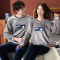 Unisex Flannel Sleepwear New Women Men Winter Warm Fleece Couples Pajamas Set Lovers Nightgown Cute Cartoon Pijamas Home Clothes.