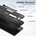 For Infinix Hot 11 2022 Phone Case Flexible Finger Ring Buckle Shockproof Hard PC Silicone Back Cover with Kickstand Bracket. 