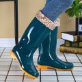 New Knee-High Rain Boots Women's Rain Shoes Fleece-Lined Warm Winter Rain Boots Waterproof Non-Slip Tendon Bottom Rubber Shoes Lightweight for Summer.