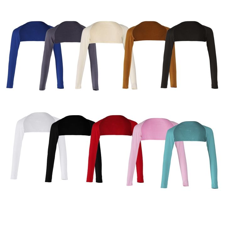 Fashion Women’s Soft One Piece Long Sleeved Elastic Modal Arm Warm Cover Shrug Hijab Tops Muslim Clothes