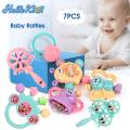HelloKimi 7PCS Baby Rattles Set Baby Rattles Toys Silicone Teether Rattles Hand Shake Bed Bell Trolley Rattles Baby Toddler Toys Handbell Rattle Newborns Educational Gift. 