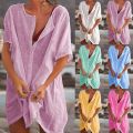 Qisin Hot 2023 Cotton Tunics for Beach Women Swimsuit Cover-ups Woman Swimwear Beach Cover up Beachwear Mini Dress Sai de Praia. 