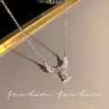 Y2K Crystal Bow Angel Wings Heart Pendant Necklace For Women Sweet Cool Girl Clavicle Chain Trendy Aesthetic Jewelry Accessories.