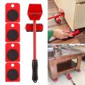 Furniture Moving Tool Heavy Object Mover Furniture Transport Lifter & Furniture Slides 4 Wheeled Mover Roller+1 Wheel Bar Hand Tools Set. 