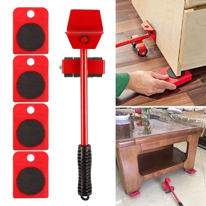 Furniture%20Moving%20Tool%20Heavy%20Object%20Mover%20Furniture%20Transport%20Lifter%20&%20Furniture%20Slides%204%20Wheeled%20Mover%20Roller+1%20Wheel%20Bar%20Hand%20Tools%20Set%20-%20Image%204