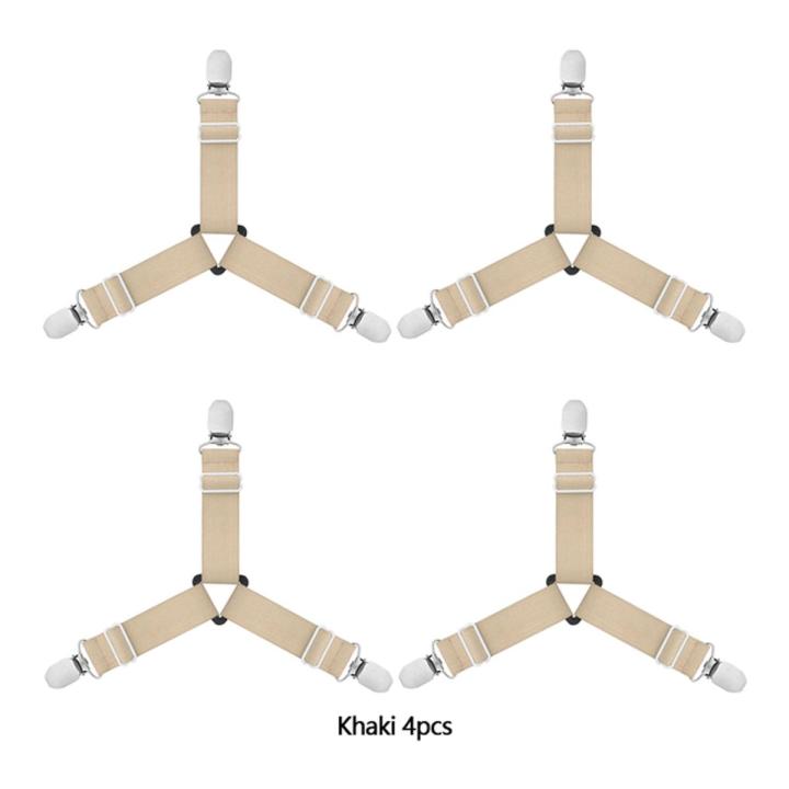 4Pcs/set 3 Clips Adjustable Bed Corner Holder Bed Sheet Fasteners Mattress Cover Clips Heavy Duty Bedding Sheets Elastic Straps