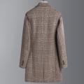 Woolen Coat Men's Autumn Winter Thickened Medium Length Plaid Windbreaker Wool Overcoat Men Camel Coats Mens Jacket Outerwear. 