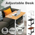 foldable height adjustable reading table 2 Layer Adjustable Height Table Portable Wood Laptop Bed Table with Wheels For Home Office.