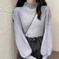 Women's Turtleneck Sweater Autumn and Winter New Korean Style Puff Sleeve Loose Inner Wear Bottoming Sweater. 