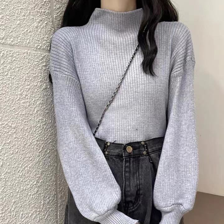 Women's%20Turtleneck%20Sweater%20Autumn%20and%20Winter%20New%20Korean%20Style%20Puff%20Sleeve%20Loose%20Inner%20Wear%20Bottoming%20Sweater%20-%20Image%203