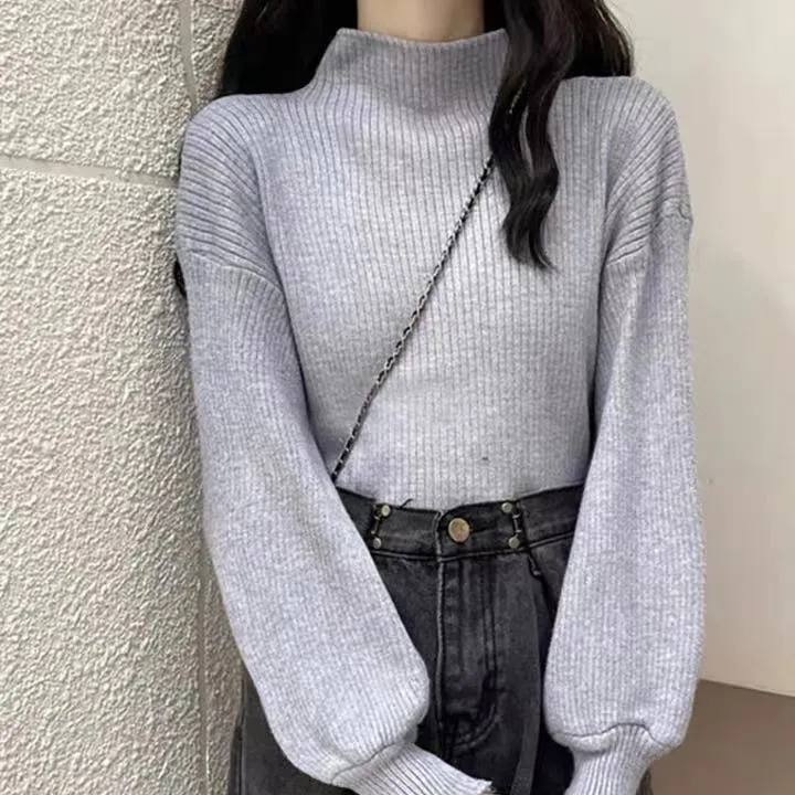 Women's%20Turtleneck%20Sweater%20Autumn%20and%20Winter%20New%20Korean%20Style%20Puff%20Sleeve%20Loose%20Inner%20Wear%20Bottoming%20Sweater%20-%20Image%203