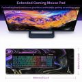 Extended Gaming Mouse Pad Cartoon Fluid Pattern Anime Design Rubber Anti-Slip Base and Keyboard Support Mouse Mat. 