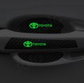 8Pcs/Set Car Door Handle+Bowl Anti-Scratch Carbon Fiber Luminous Glow in Dark Film Protective Stickers With Logo For Toyota. 