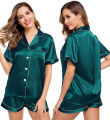 Ladies silk pajamas women's two piece set shorts and tops. 