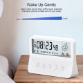 DoomHot Alarm Clock Digital Glow LCD Alarm Clock Desk Big Screen Temperature Humidity Calendar Display Clock Electric Smart Backlight Alarm Clock Table Clock Weekday Mode Snooze Alarm Clock for Home Bedroom Office. 