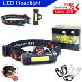Portable Mini High Power Led Headlamp Built-In Battery T6+Cob Usb Rechargeable Headlight Waterproof Head Torch Head Lamp - Torch Light. 