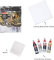 Camel Fluid Acrylic Colors kit 3 pack (12 pcs color+3 pcs canvas+3 pcs apron) Sunset, Aqua & Monochrome.