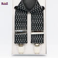 Black And White Fabric Suspender Casual Belt For Men. 